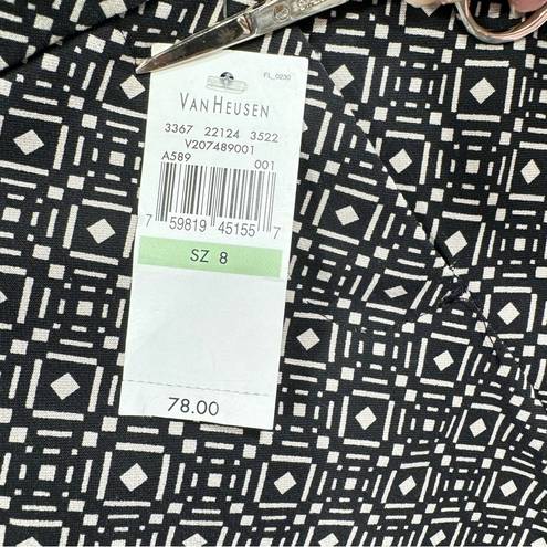 Van Heusen NEW  Slim Fit Ankle Stretch Pants Tan Black Medallion Print Size 8