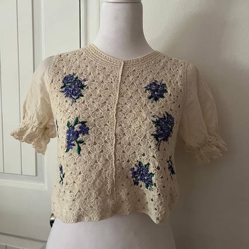 ZARA Crochet Floral Blouse