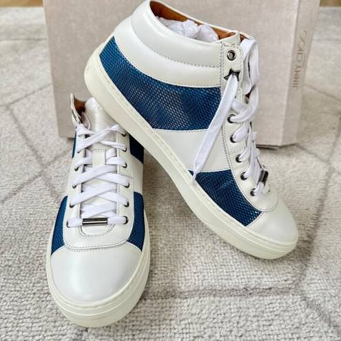 Jimmy Choo NIB  Mailibu Mix White Leather Lace-Up Sneaker Sz 8