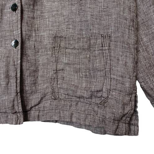 Vintage  Design Linen Shirt Button Up Lagenlook Top, Chico's sz 3 / US XL