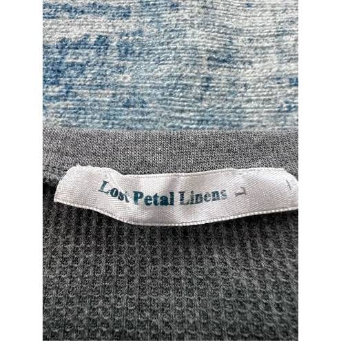 Petal Lost  Linens Heathered Gray Waffle Knit Basketball Patch Long Sleeve Large