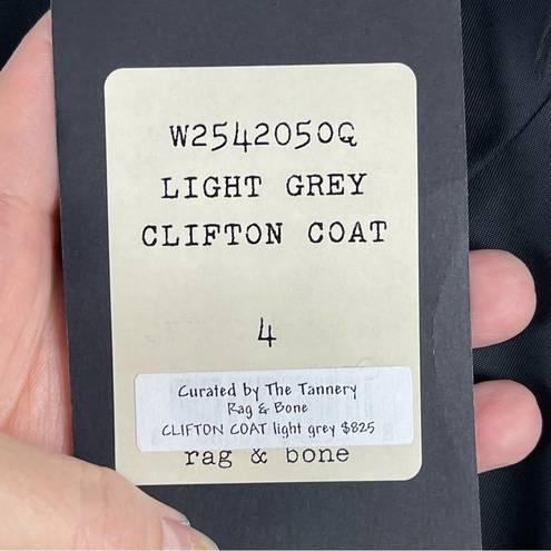 Rag and Bone New  Clifton Virgin Wool Snap Coat Jacket Light Grey Size 4 Career Job