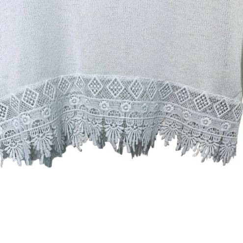 Divided by H&M White Knit Sheer Sweater with Lace Hem