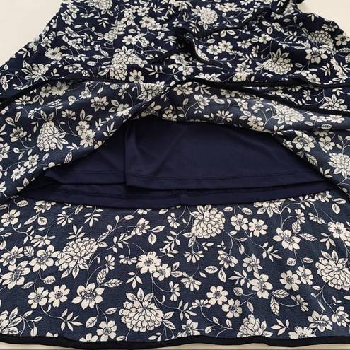 Adrianna Papell  Dress Ditsy Navy Ivory Petunia Tiered Cap Sleeve Dress Size 4