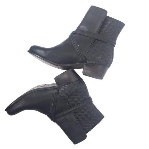 Joie  Black Jackson Weave Leather Ankle Boots Size 37.5