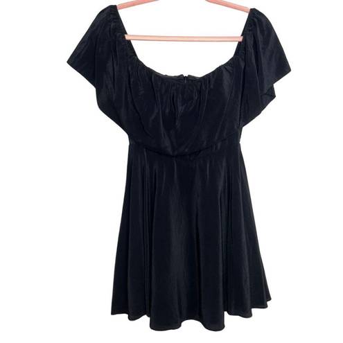 Amanda Uprichard Delilah Black Silk Off Shoulder Mini Dress