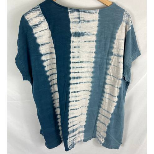 J.Jill  Pure Jill Tie Dyed Dolman Tee Blue White Size XL