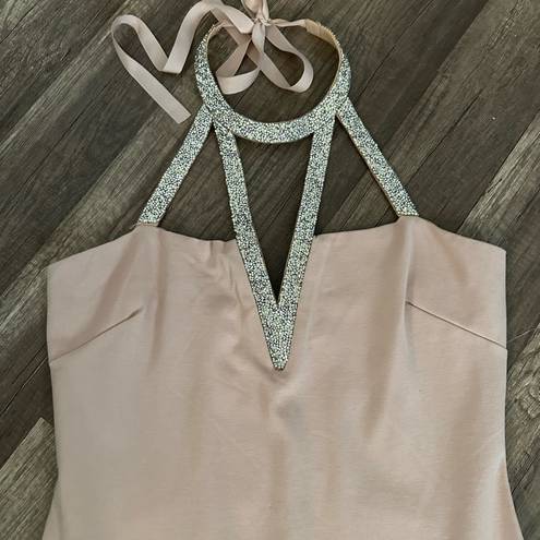 Charlotte Russe  Rose Cocktail Dress with metallic decorative halter. Size Large