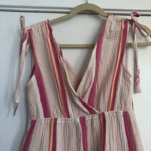 Marine layer cotton Sage Double Cloth Maxi Dress in pink stripe pocket XS