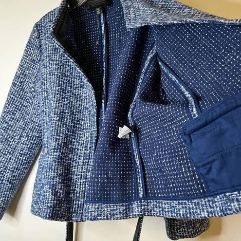 Banana Republic  Tweed Tie Belt Jacket blue & White Sz 12P