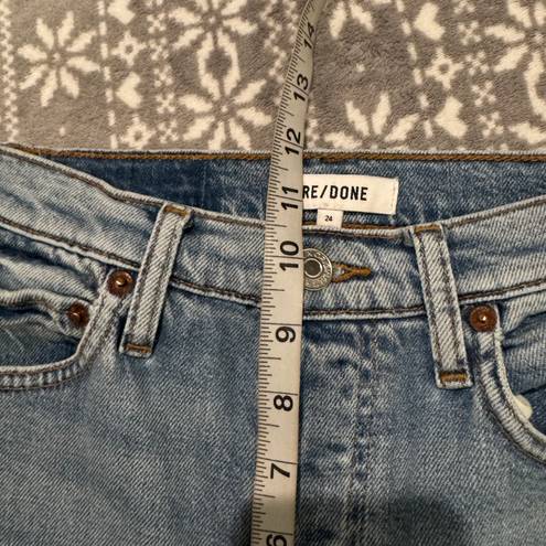 RE/DONE ReDone Originals 90s High Rise Ankle Crop in Hazey Indigo Button Fly Size 24