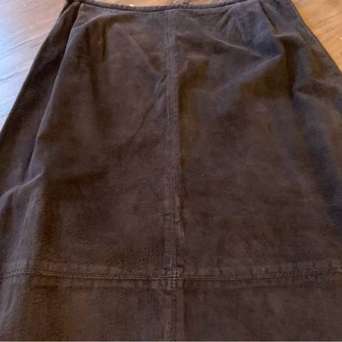 Style & Co Vintage A Line Brown Leather . genuine suede leather Skirt 12 L Lined