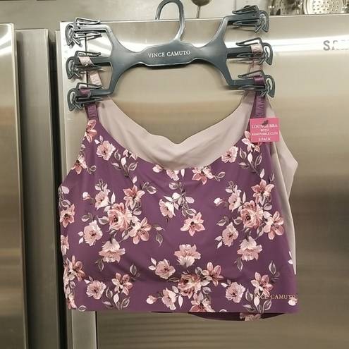 Vince Camuto 💕💕 Bralettes (2 Pack) ~ Purple Floral & Lavender Solid Large L NWT