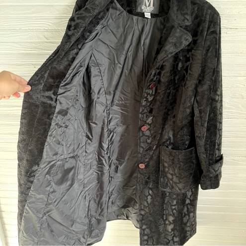 Mulberry Vintage  Street Black Coat Soft Giraffe Print Button Front Jacket Size M