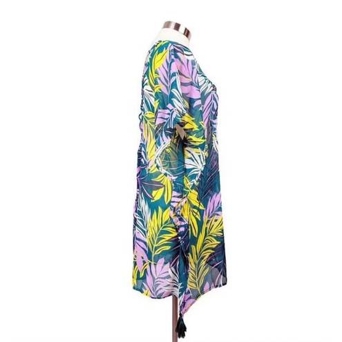 Beach Club Palisades  Womens Tropical Green Printed Pullover Swim Cover-Up Size L