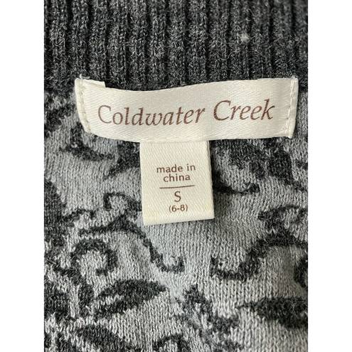 Coldwater Creek  One Button Short Sleeve Cardigan Sweater Pockets Damask Size S