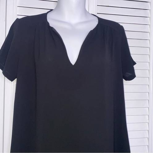 Lush Clothing LUSH Black Short Sleeves Semi Sheer A-Line Dress With Pockets Size Small