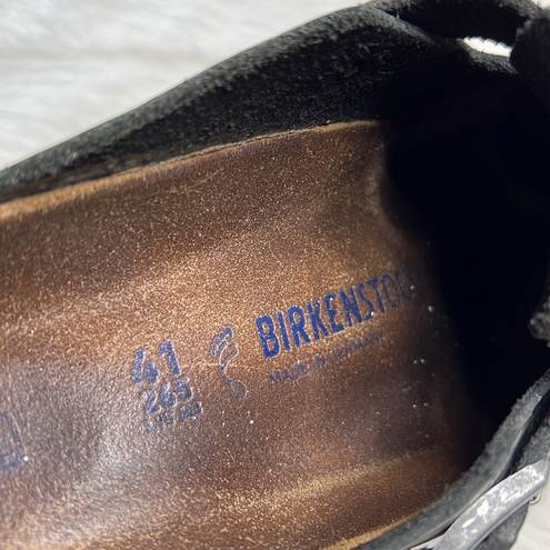 Birkenstock Black Leather Boston Clogs