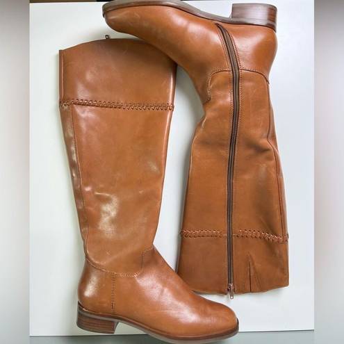 Jack Rogers  Brown Leather Adaline Knee High Zip Up Equestrian Riding Boot 7.5