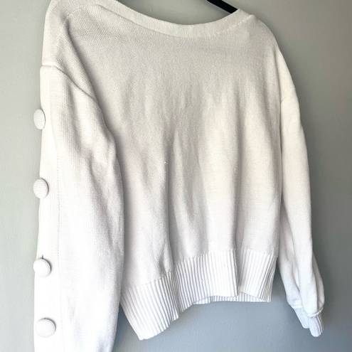 Banana Republic  White Sweater Buttoned Sleeves