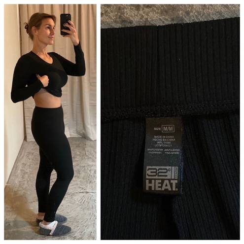 32 Degrees Heat Ribbed Leggings 32 Degrees Athleisure Black Medium NEW Layering