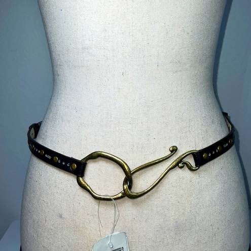 Chico's NWT Chico’s Thin Brown Belt with Oversized Brass Hook and Circle Buckle