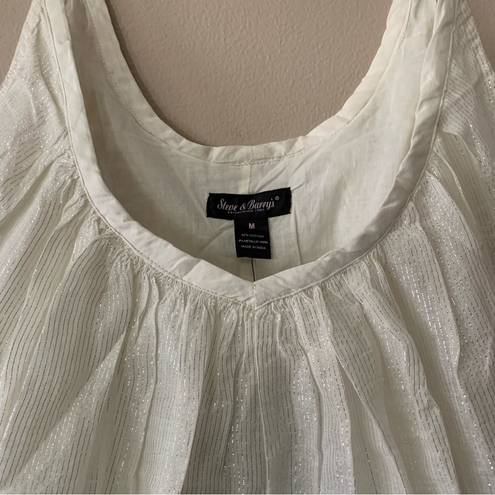 Steve & Barry's NWT Steve & Barry Lightweight White with Metallic Stripe Flowy Tank Medium