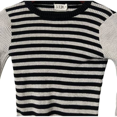 SEEK the Label  Striped Knit Bell Sleeve Sweater Top