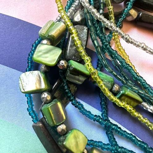 Coldwater Creek  blue abalone mule strand statement necklace