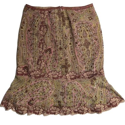 Cynthia Steffe Vintage Y2K  Pink Paisley Print Skirt