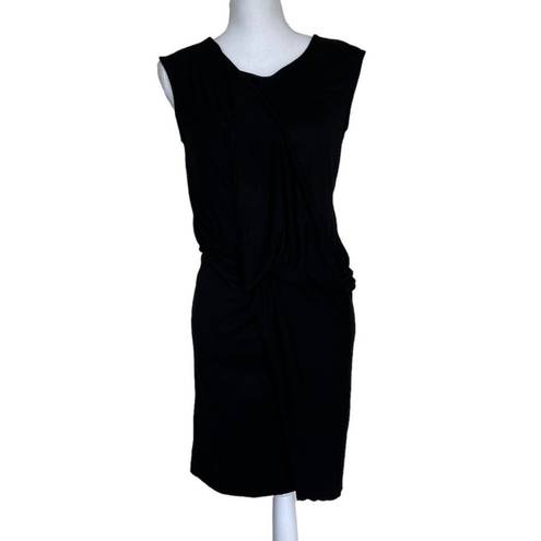 All Saints Black Knit Bodycon Sleeveless Drape Front Knee Length Amelia Dress 6