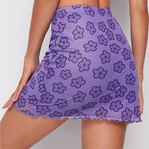 Purple Flowered Skirt Size L