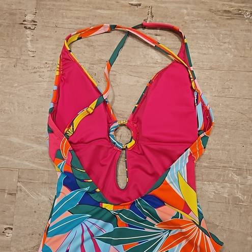 Bleu Rod Beattie 💕💕 Life Of The Party Plunge Neck One Piece Swimsuit ~ 6 NWT