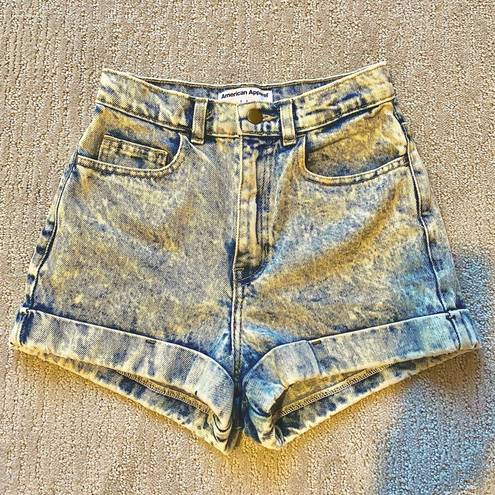 American Apparel  High-Rise 90s Acid Wash Denim Shorts, Size 24W