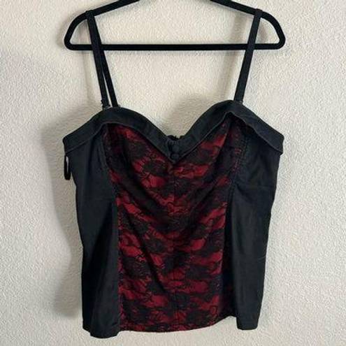 Tripp NYC  Womens Black Red Floral Lace Corset Strappy Top size 1