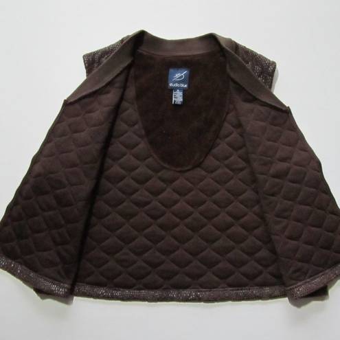 Studio Blue Women’s Brown Sleeveless Zip Up Quilted Vest M