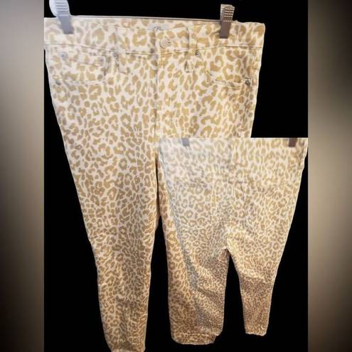 J.Crew  denim size 28 cream colored jeans with tan animal print frayed on the hem