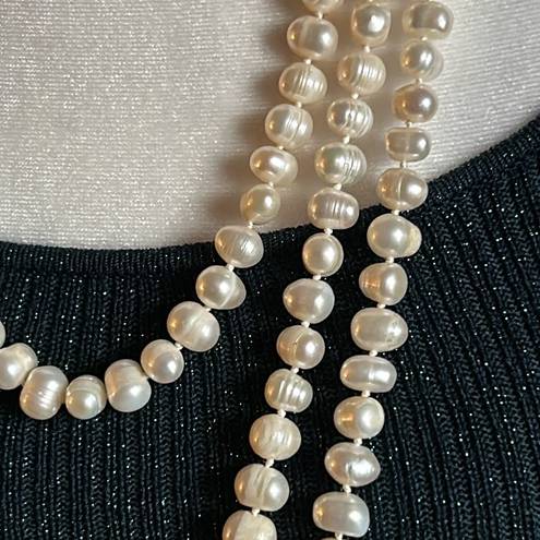 infinity New Endless  96” Strand White Freshwater Baroque Pearl Necklace