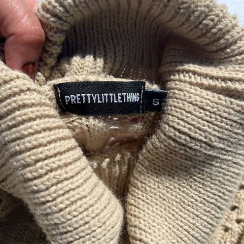 Pretty Little Thing  Petite Khaki Roll Neck Crop Turtleneck Sweater Size S