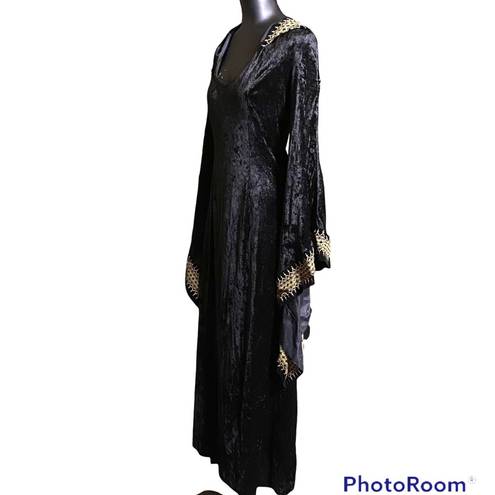 NEW Rubie’s Midnight Priestess Vampire Costume Black Velvet Hooded Gold Trim Size L