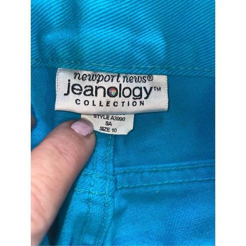 Newport News  Jeanology Turquoise Denim Jeans Straight Leg Mom Jeans 10-BNWOT