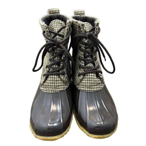 Krass&co G.H. Bass & . Harlequin Brown Duck Boots Women’s Size 8M Houndstooth Lace Up