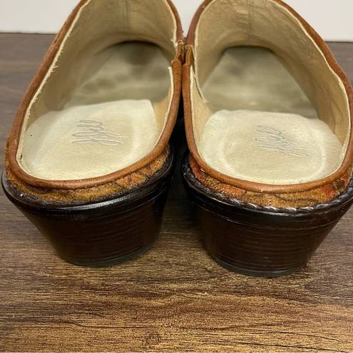 J.Jill  Faux Suede Paisley Printed Tan Mules - size 6.5