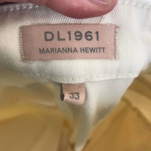 DL1961 NWT Marianna Hewitt x  Hepburn High Rise Wide Leg in Ivory SZ 33