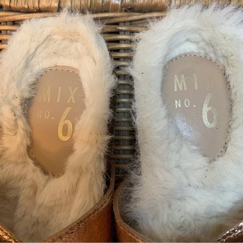 mix no. 6  Faux Fur Lined Rose Gold Birkenstock Sandal Slides Size 7.5