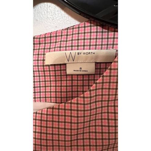 W By Worth  PINK CHECKERED SHIFT DRESS WOMENS SIZE 8 NEW WITH TAGS