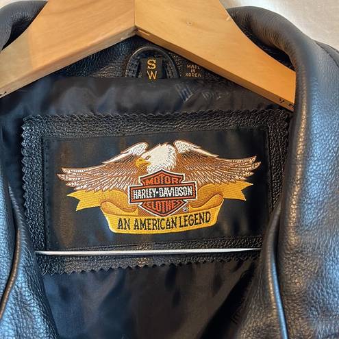 Harley Davidson  Vintage Heavy Thick Leather Oversized Biker Bomber Jacket Small