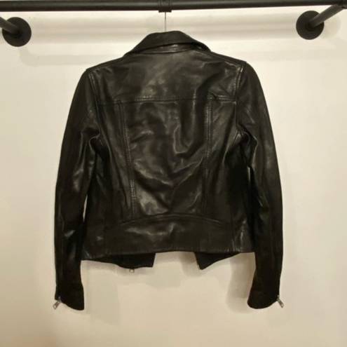 All Saints Dalby Biker Leather Jacket Black