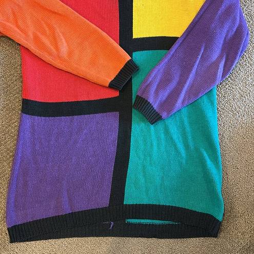 Krass&co Best American Clothing . Women’s Color-block Crewneck Sweater w/ Shoulder Pads