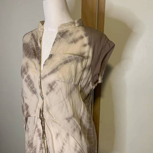 Young Fabulous and Broke Young, Fabulous & Broke beige tie-dye sleeveless button-down top size L